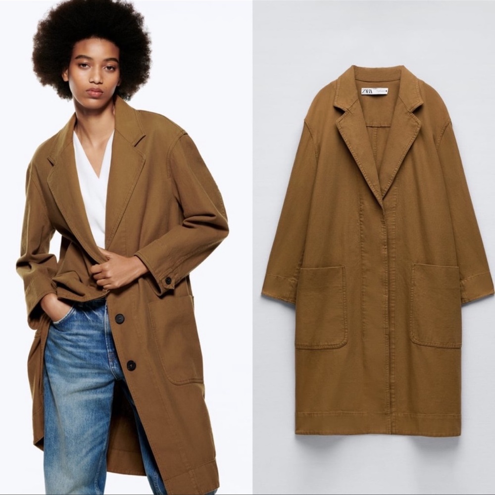 Zara Cotton Pocket Trench Coat